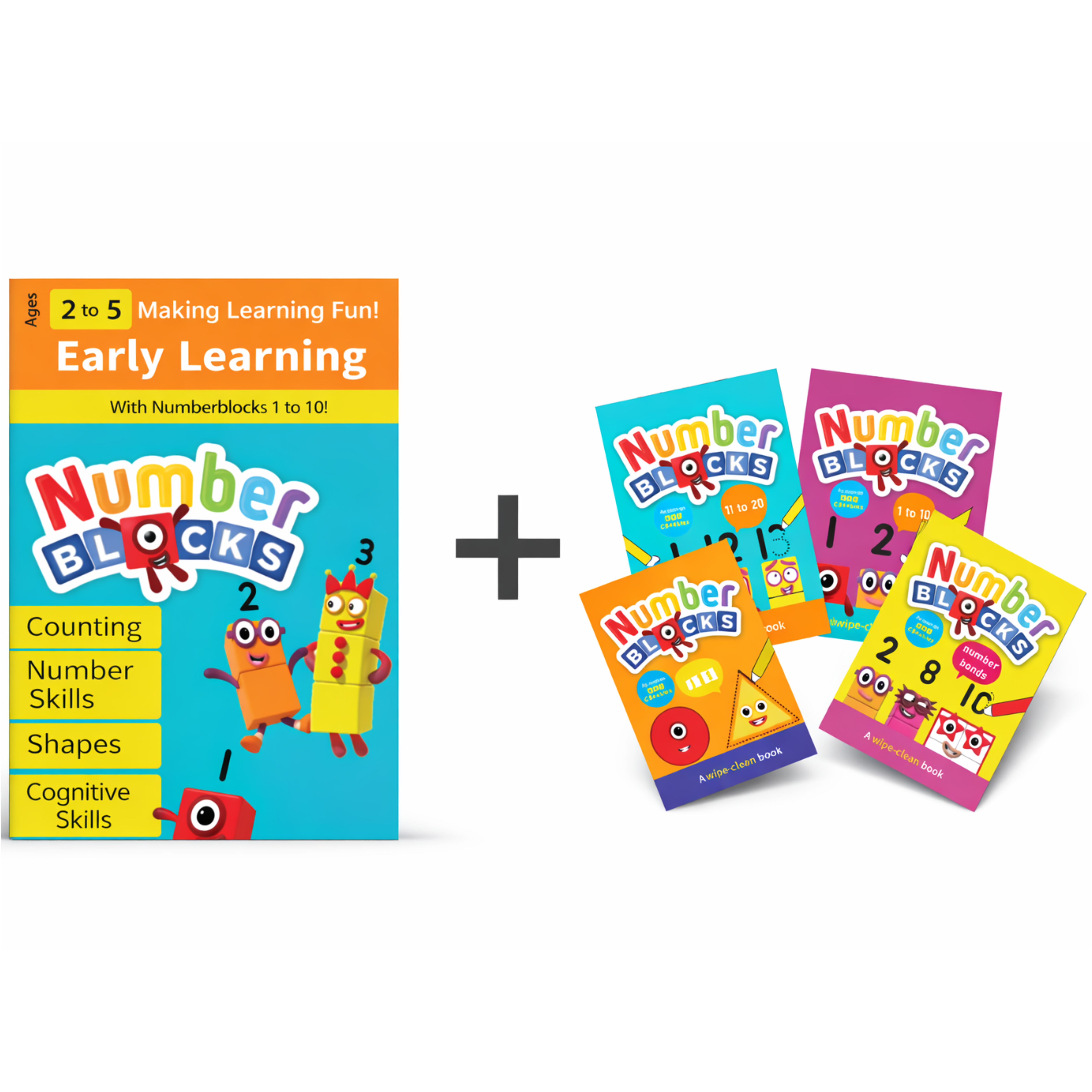 Numberblocks Early Learning Activity Book + 4 Wipe-Clean Activity Books Set
