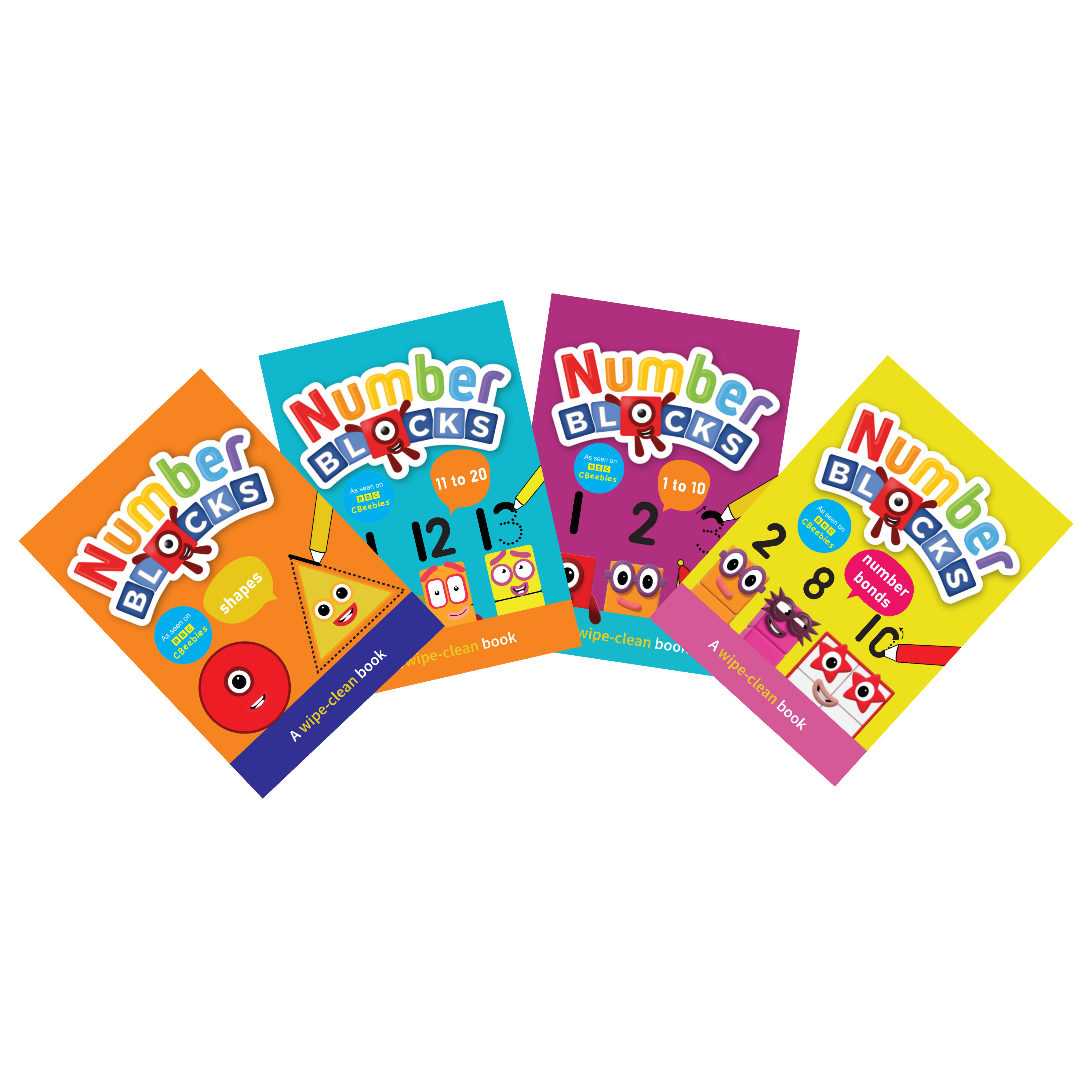 Numberblocks Numbers and Shapes 4 Wipe-Clean Activity Books Set with Pen