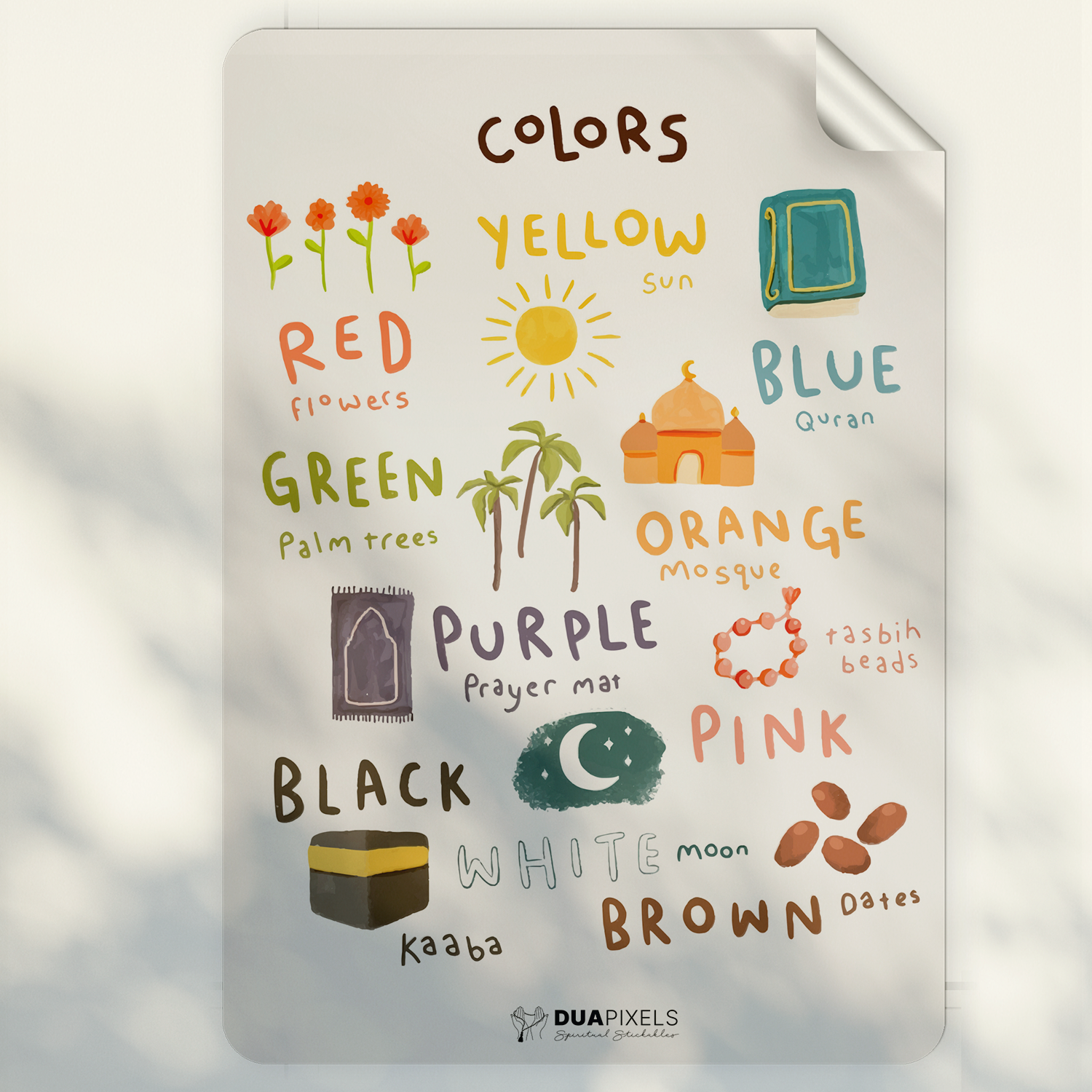 Color with Names Wall Sticker | Islamic Knowledge for Kid Sticker