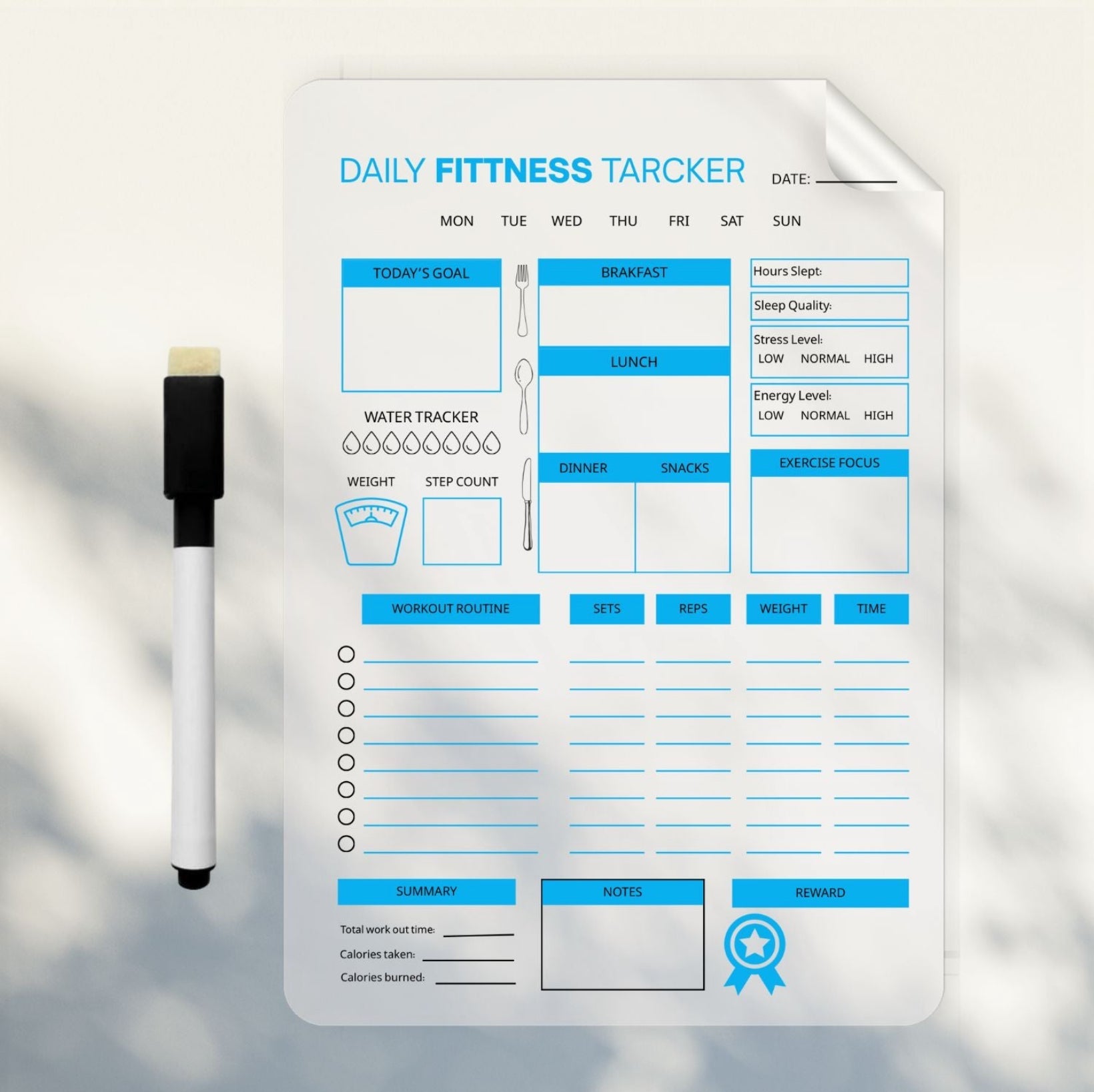 Daily Fitness Tracker Planner Sticker