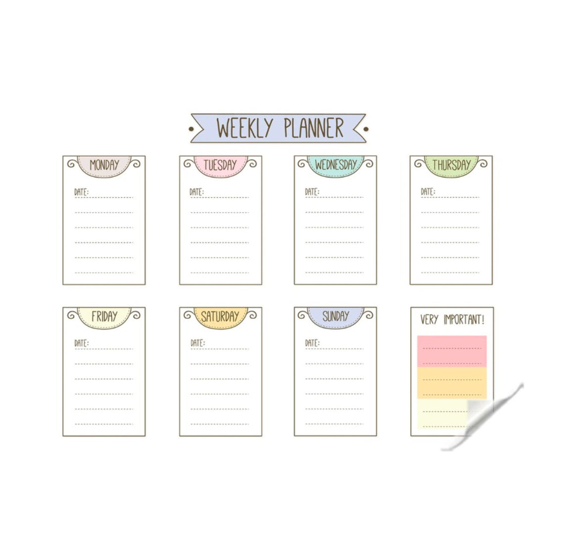 Reusable Weekly Doodle Transparent Sticker Planner | With Dry Erase Marker