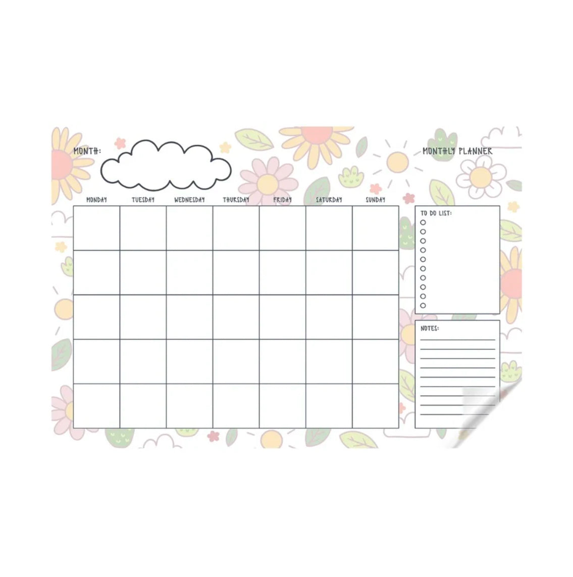 Floral Month Transparent Sticker Planner | With Dry Erase Marker