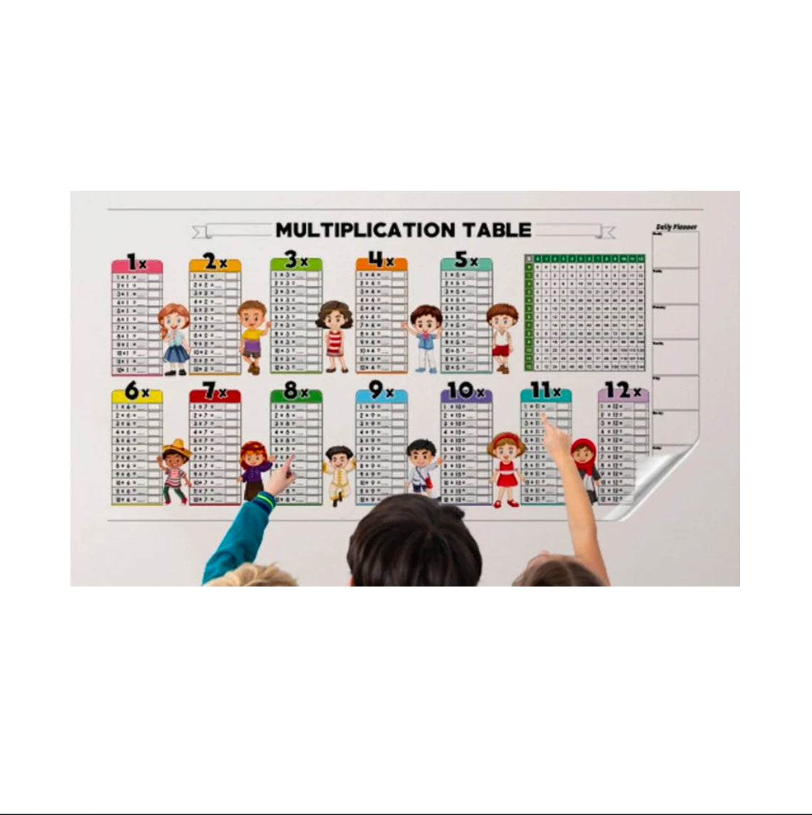 1 to 12 tracing table Transparent Sticker | With Dry Erase Marker