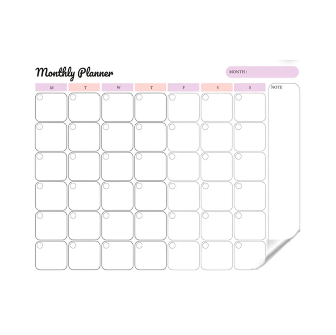 Monthly Planer Landscape with Notes  Transparent Sticker Planner | With Dry Erase Marker