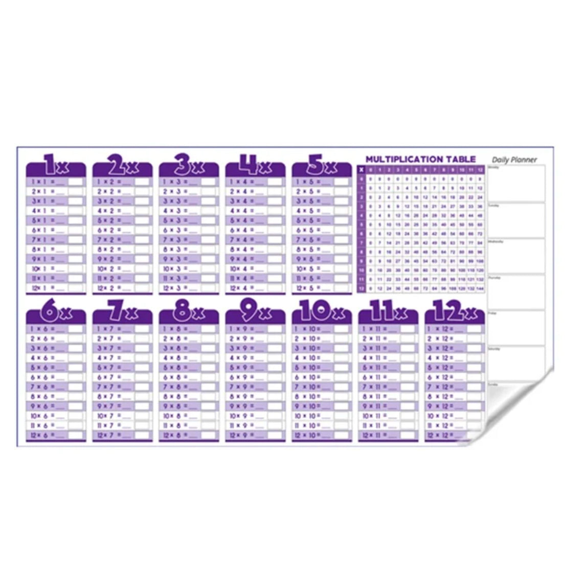 1 to 12 Tracing Tables Transparent Sticker | With Dry Erase Marker