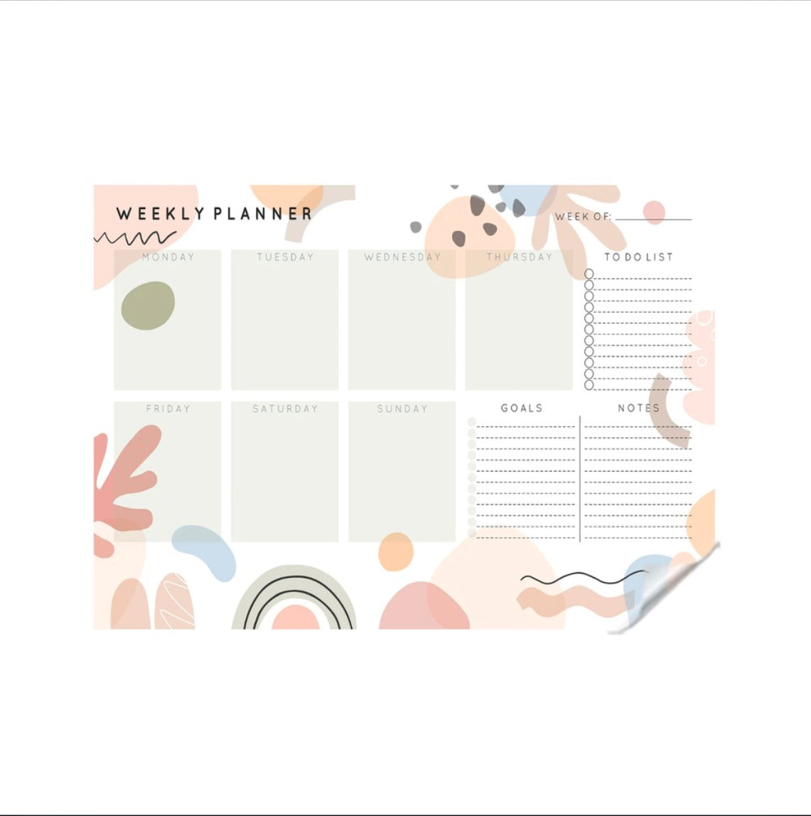 Reusable Weekly Pastel Colors Transparent Sticker Planner | With Dry Erase Marker