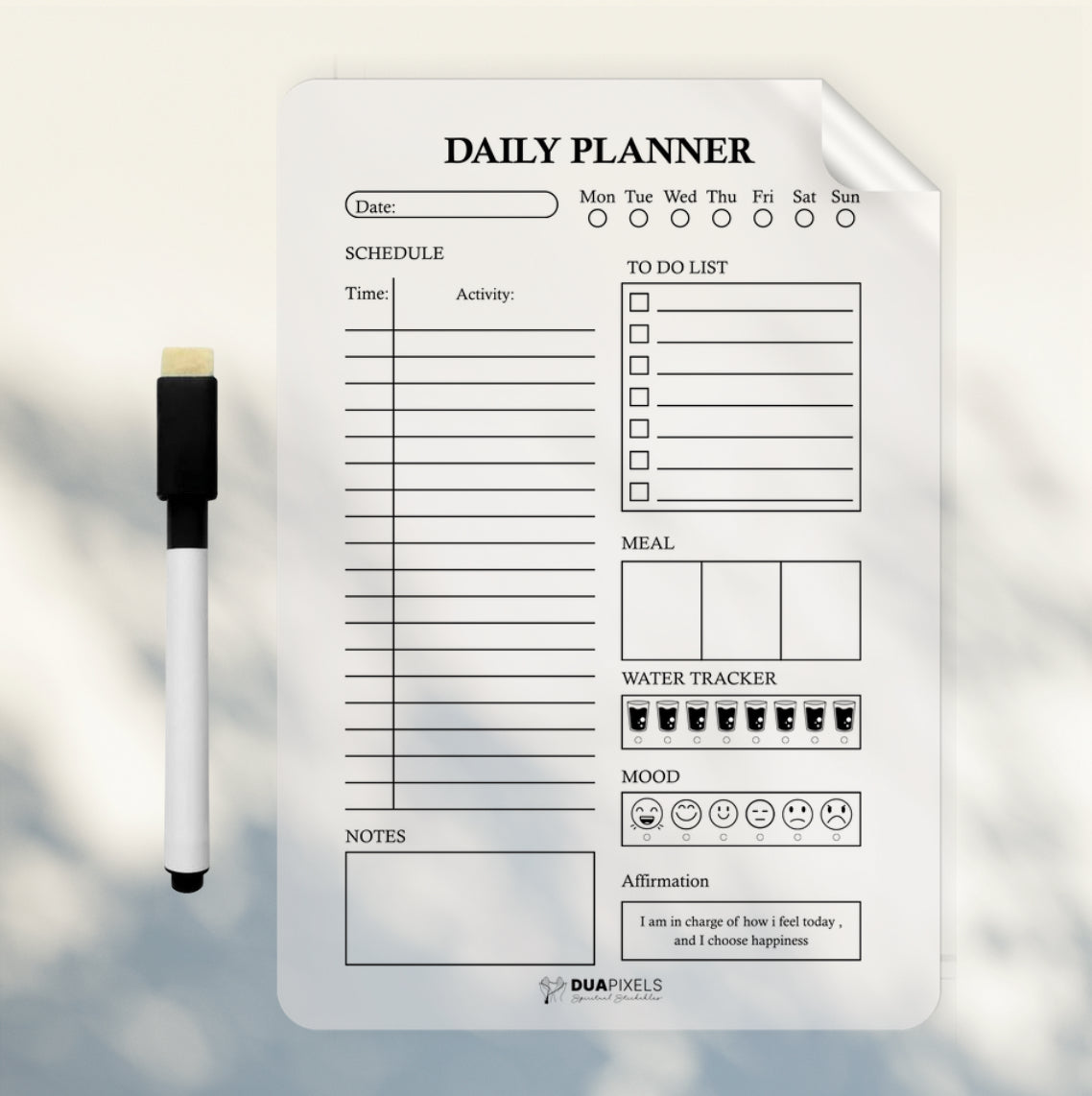 Daily Wall Planner Sticker | To Do List Planner with Markers