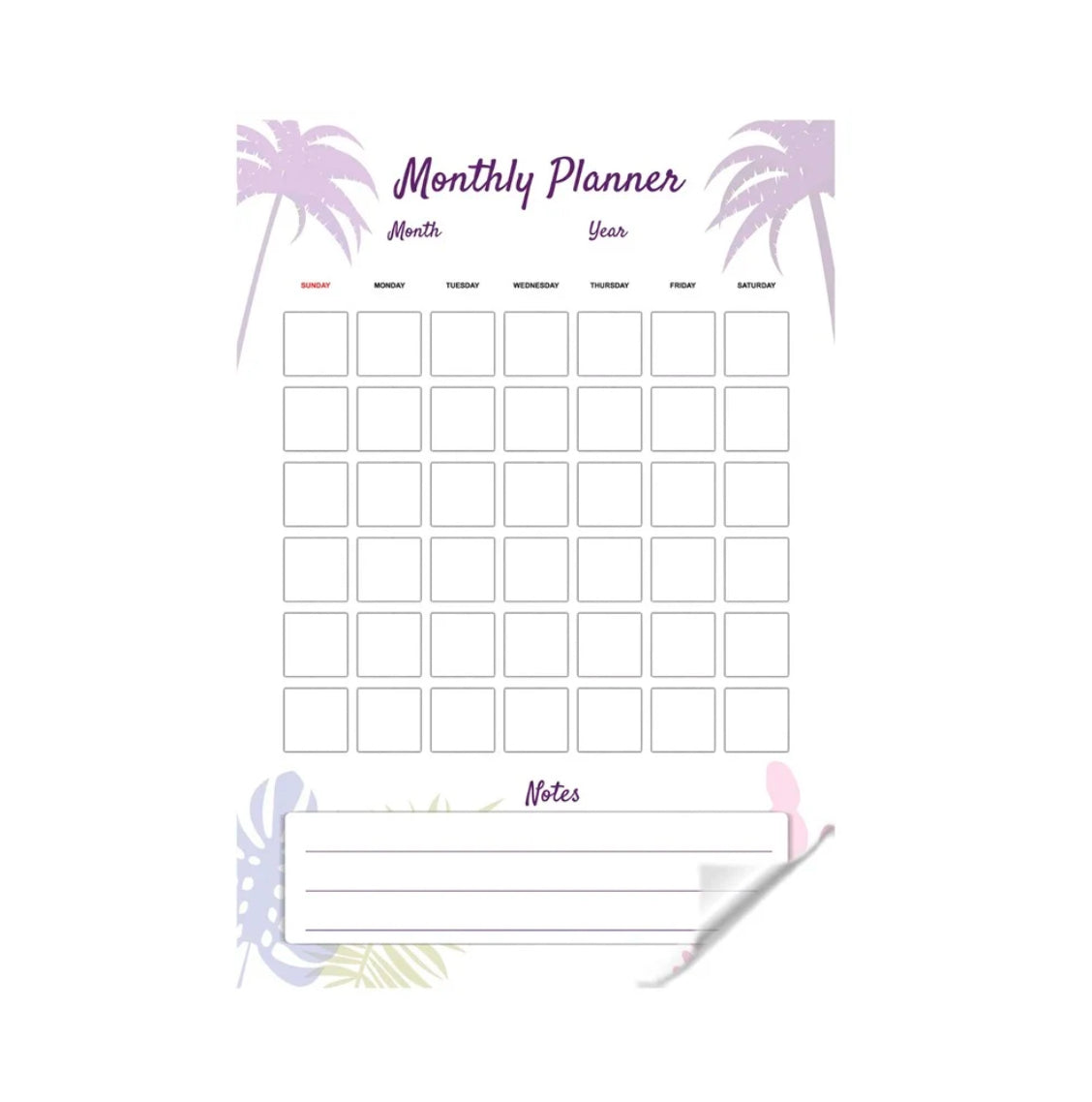 Monthly Planer Tropical Design Transparent Sticker Planner | With Dry Erase Marker