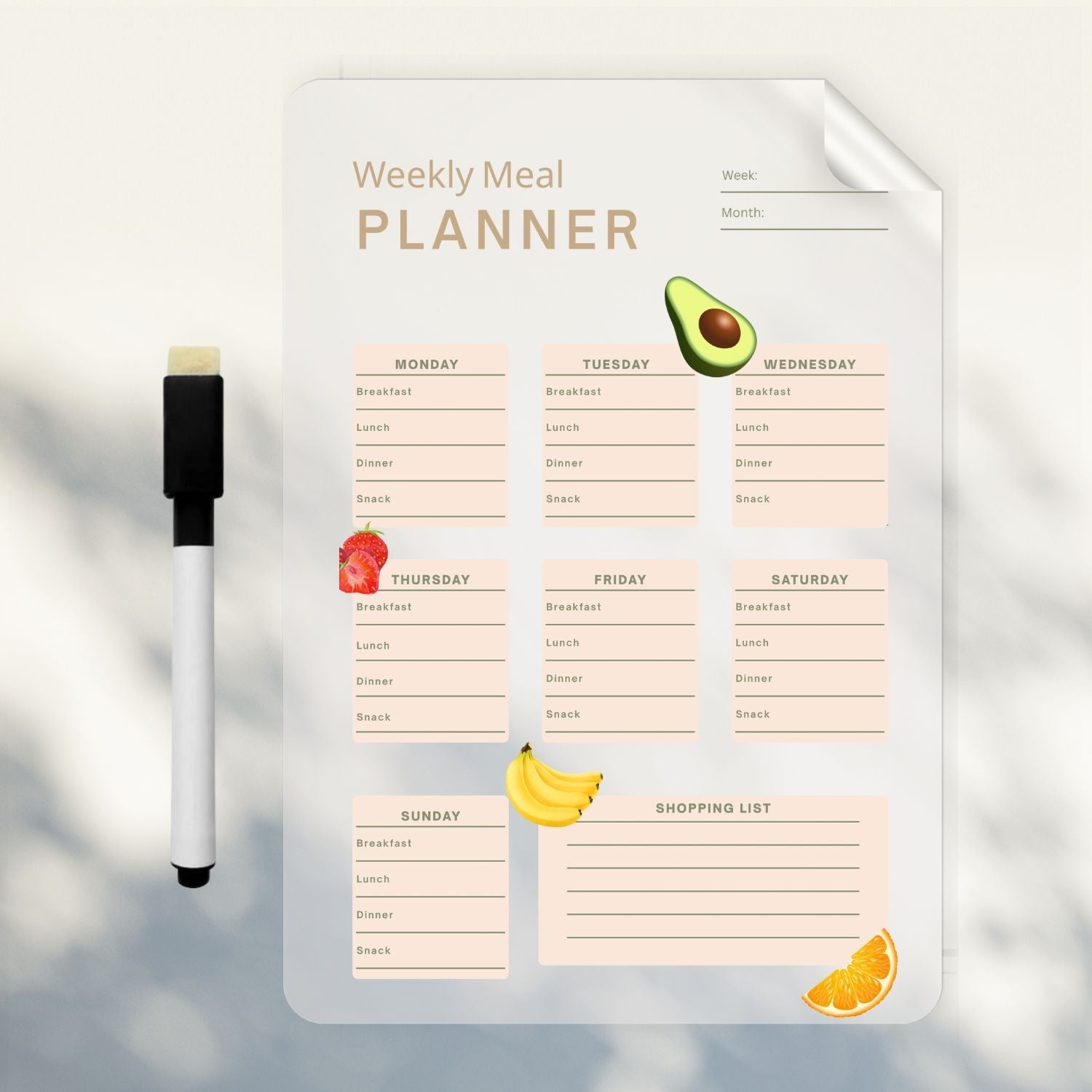 Grocery List, Weekly Meal Planner Sticker