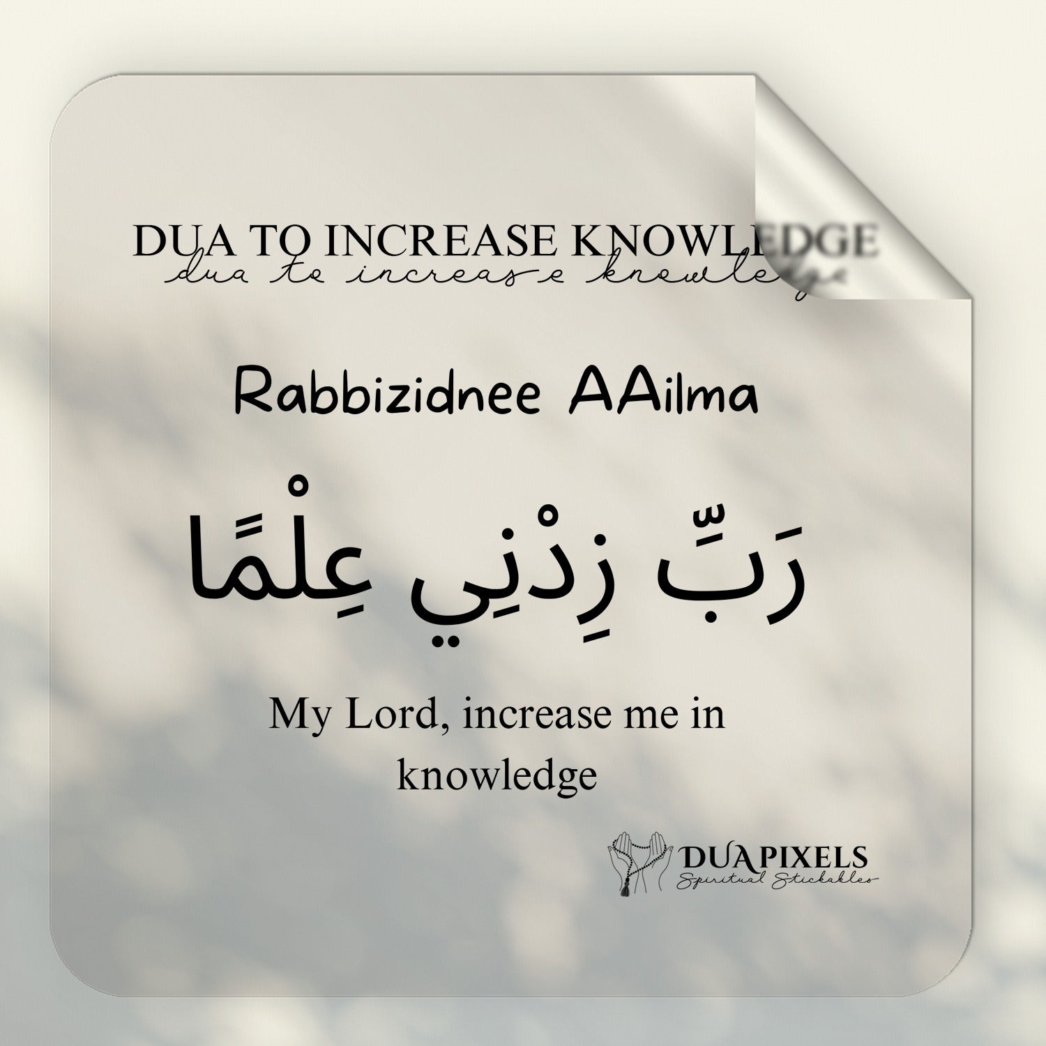 Dua to Increase Knowledge Art | Rabi Zidni Ilma Dua Wall Sticker
