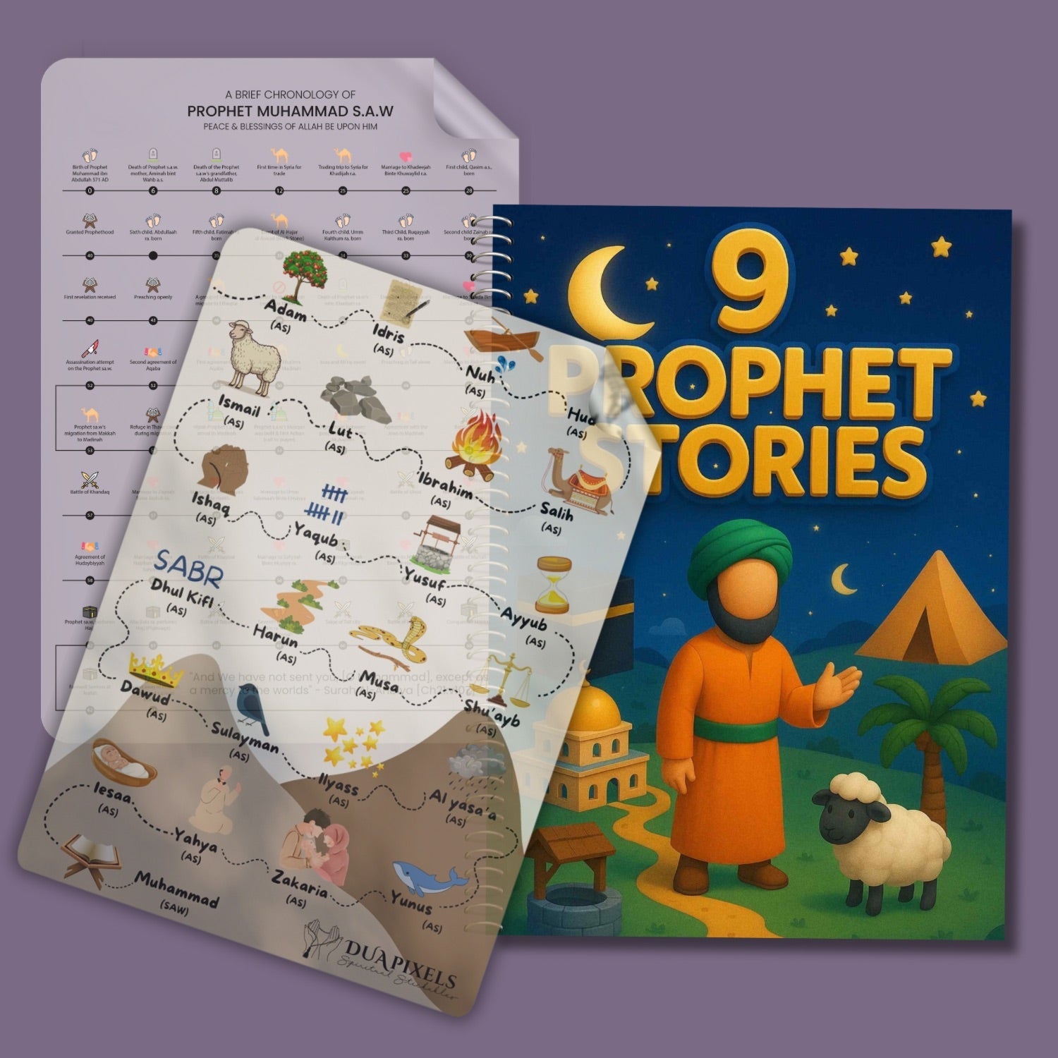 Pack of Three | 9 Prophet Stories Book + 25 Prophet Sticker + Chronology of Muhammad (S.A.W.W)