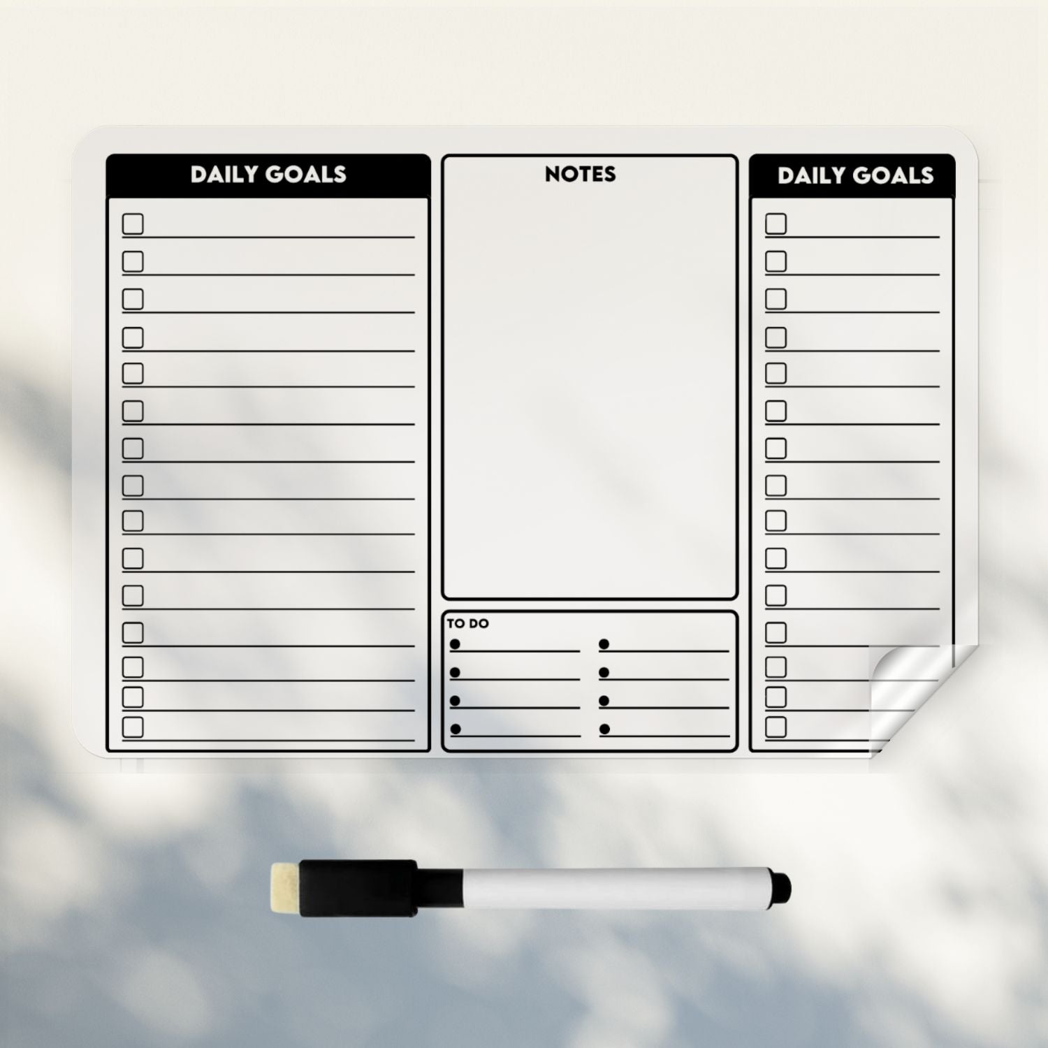 Daily Goals Wall Planner Sticker | To Do List Planner with Markers